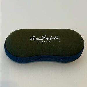Anne et Valentin Eyewear Case New! Green and Blue canvas with zip closure NWOT